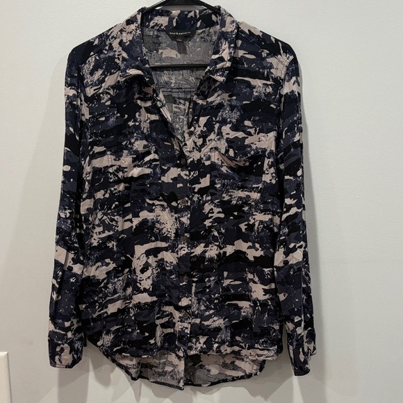 Rock & Republic Tops - Rock & Republic Abstract Black and Cream Button Down Shirt 22 ptp buttoned